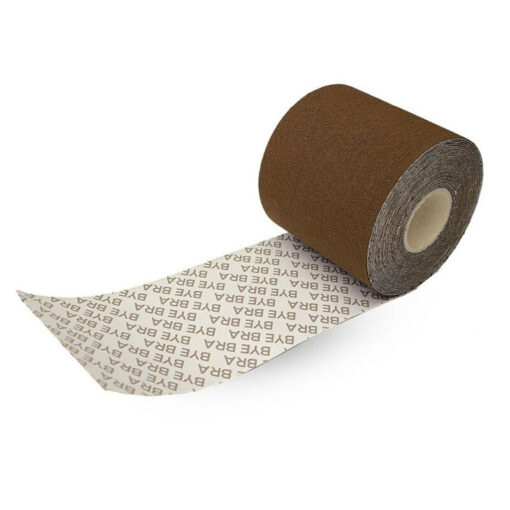 BYE BRA KÖRPERBAND 5M X 6,5 CM + 3 PAARE SATIN-NIPPEL-ABDECKUNGEN DUNKELBRAUN – Bild 2
