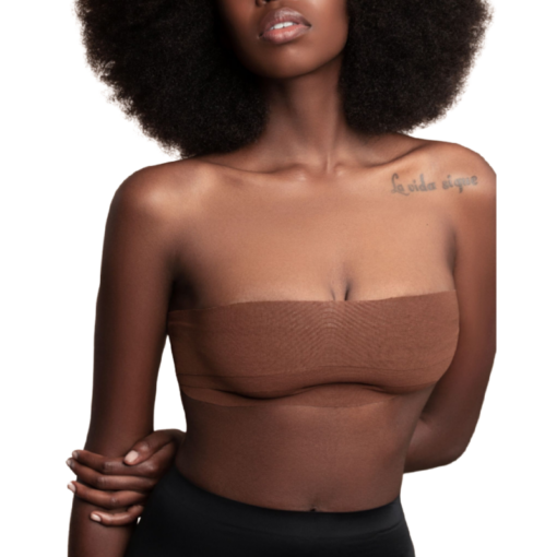 BYE BRA KÖRPERBAND 5M X 6,5 CM + 3 PAARE SATIN-NIPPEL-ABDECKUNGEN DUNKELBRAUN – Bild 5