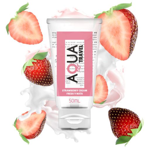 AQUA TRAVEL SCHMIERMITTEL AUF WASSERBASIS MIT ERDBEER-CREME-GESCHMACK ? 50 ML