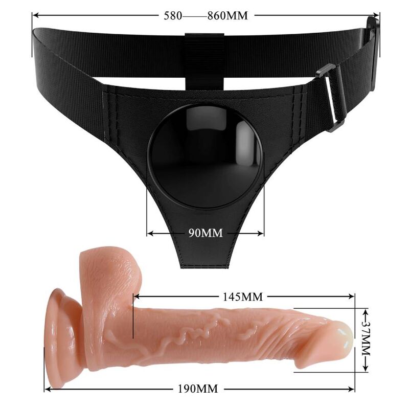 PRETTY LOVE - HARNESS BRIEFS UNIVERSAL HARNESS MIT DILDO KEVIN 19 CM NATUR – Bild 6