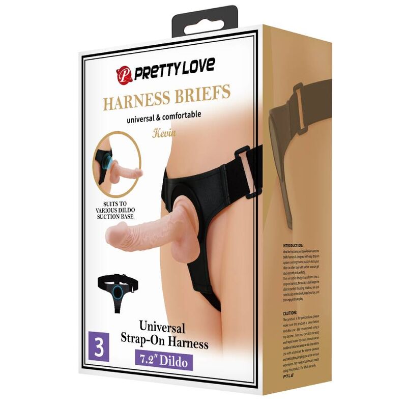PRETTY LOVE - HARNESS BRIEFS UNIVERSAL HARNESS MIT DILDO KEVIN 19 CM NATUR – Bild 9
