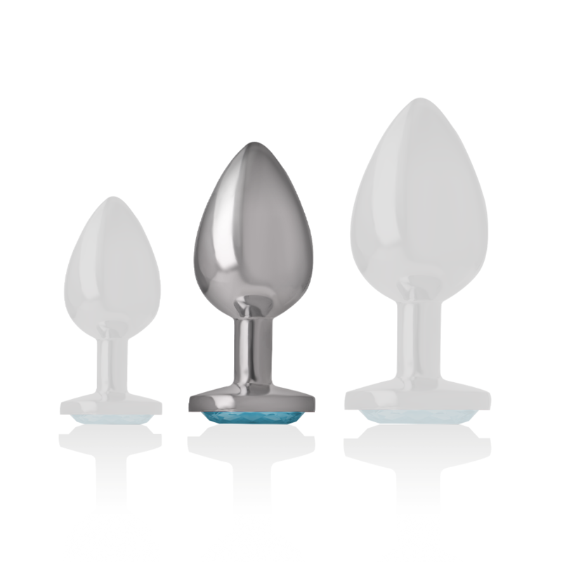INTENSE - ANALPLUG AUS ALUMINIUMMETALL MIT BLAUEM GLAS, GRÖSSE M – Bild 5