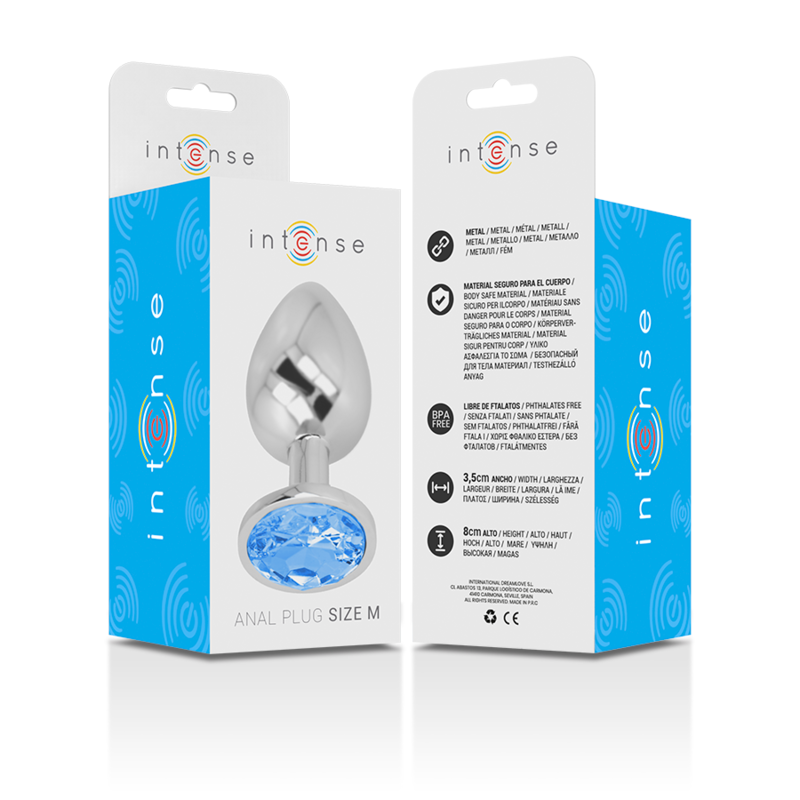 INTENSE - ANALPLUG AUS ALUMINIUMMETALL MIT BLAUEM GLAS, GRÖSSE M – Bild 6