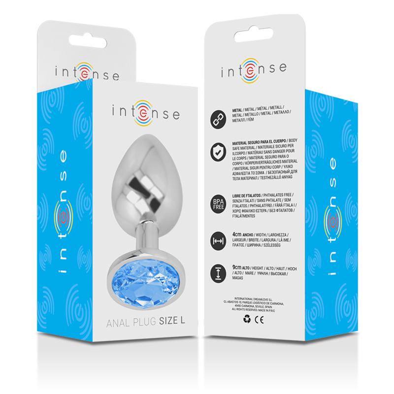 INTENSE - ANALPLUG AUS ALUMINIUMMETALL MIT BLAUEM KRISTALL, GRÖSSE L – Bild 6