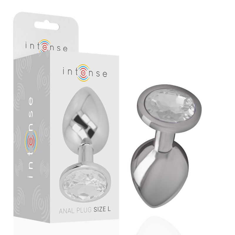 INTENSE - ALUMINIUM-METALL-ANALSPlug mit silbernem Glas, Größe L