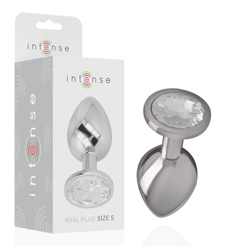 INTENSE - ALUMINIUM-METALL-ANALSPlug mit silbernem Glas, Größe S