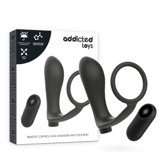 ADDICTED TOYS PENISRING MIT FERNBEDIENUNG ANAL PLUG SCHWARZ WIEDERAUFLADBAR