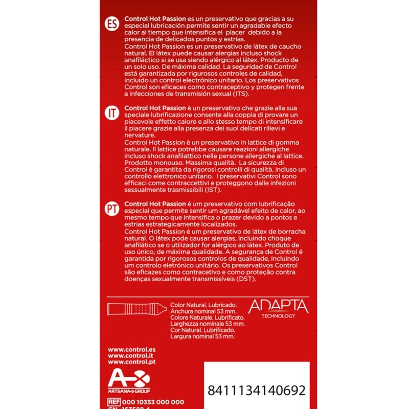 CONTROL HOT PASSION PRESERVATIVOS EFECTO CALOR 10 UNIDADES – Bild 2
