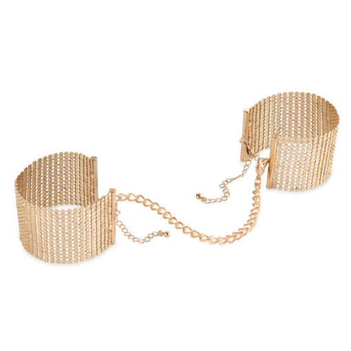 WÜNSCHEN SIE METALLIQUE BLACK MESH GOLD HANDCUFFS