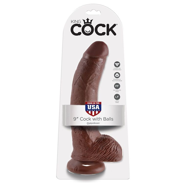 KING COCK 9" COCK BRAUN MIT EIER 22,9 CM