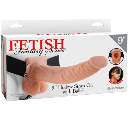 FETISH FANTASY SERIES 9" HOHL STRAP-ON MIT BÄLLEN 22,9 CM FLEISCH – Bild 3