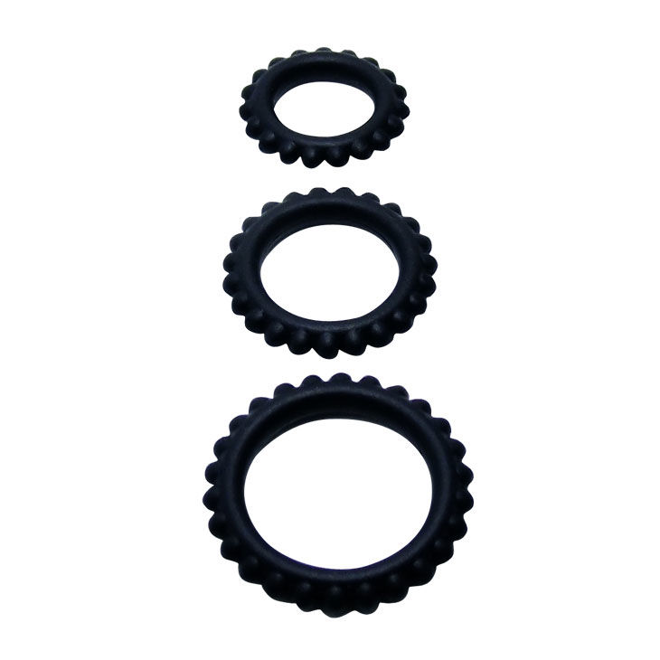 BAILE TITAN SET 3PCS COCK RING BLACK 2.8 + 2.4 + 1.9 CM – Bild 2