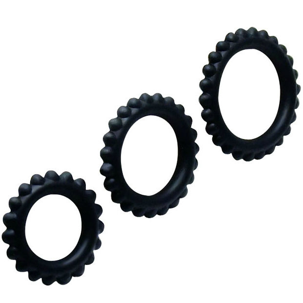 BAILE TITAN SET 3PCS COCK RING BLACK 2.8 + 2.4 + 1.9 CM – Bild 3