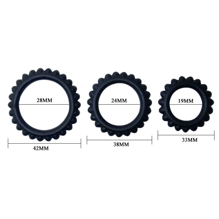 BAILE TITAN SET 3PCS COCK RING BLACK 2.8 + 2.4 + 1.9 CM – Bild 4