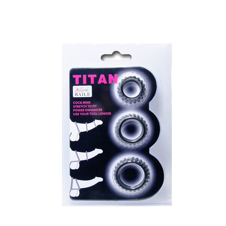 BAILE TITAN SET 3PCS COCK RING BLACK 2.8 + 2.4 + 1.9 CM – Bild 5