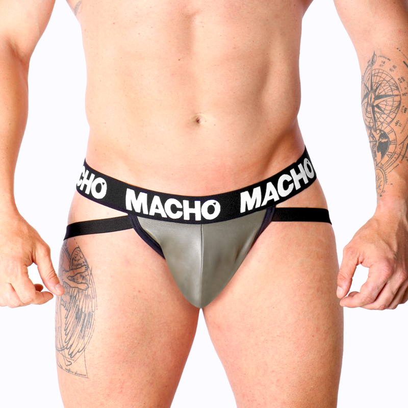 Macho MX27GR Jockstrap grau-beige Leder – Größe XL